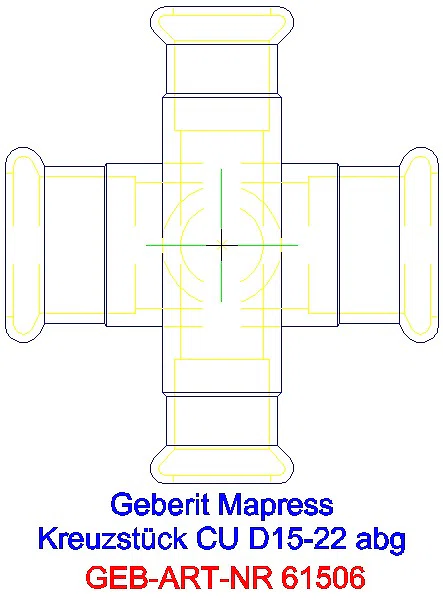 GE Mapress Kupfer Kreuzstück abgesetzt d15-22_61506_G