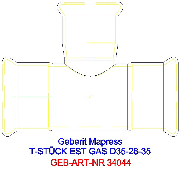 GE Mapress Edelstahl T-Stück reduziert (Gas) d35-28-35_34044_A