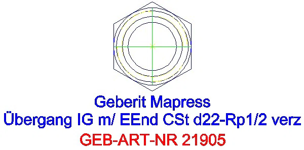 GE Mapress C-Stahl Übergang mit IG und Einschubende d22-Rp1/2 verzinkt_21905_L