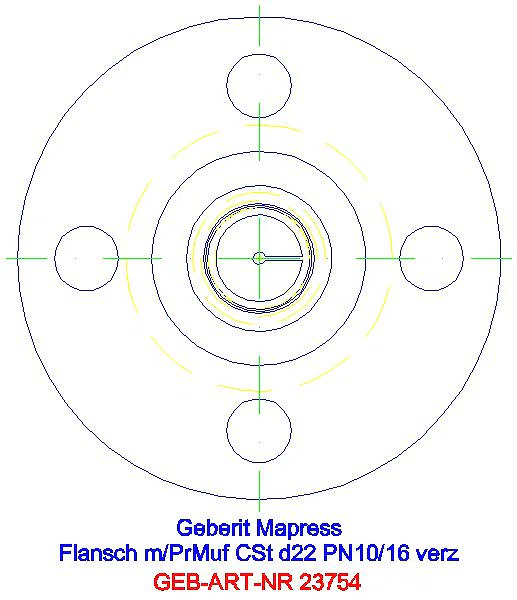 GE Mapress C-Stahl Flansch PN 10/16 mit Pressmuffe d22_23754_L