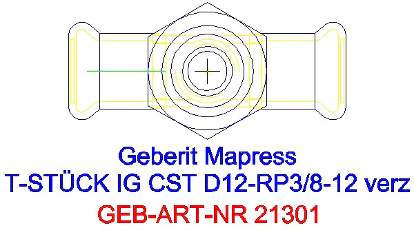 GE Mapress C-Stahl T-Stück mit IG d12-Rp3/8-12 verzinkt_21301_G