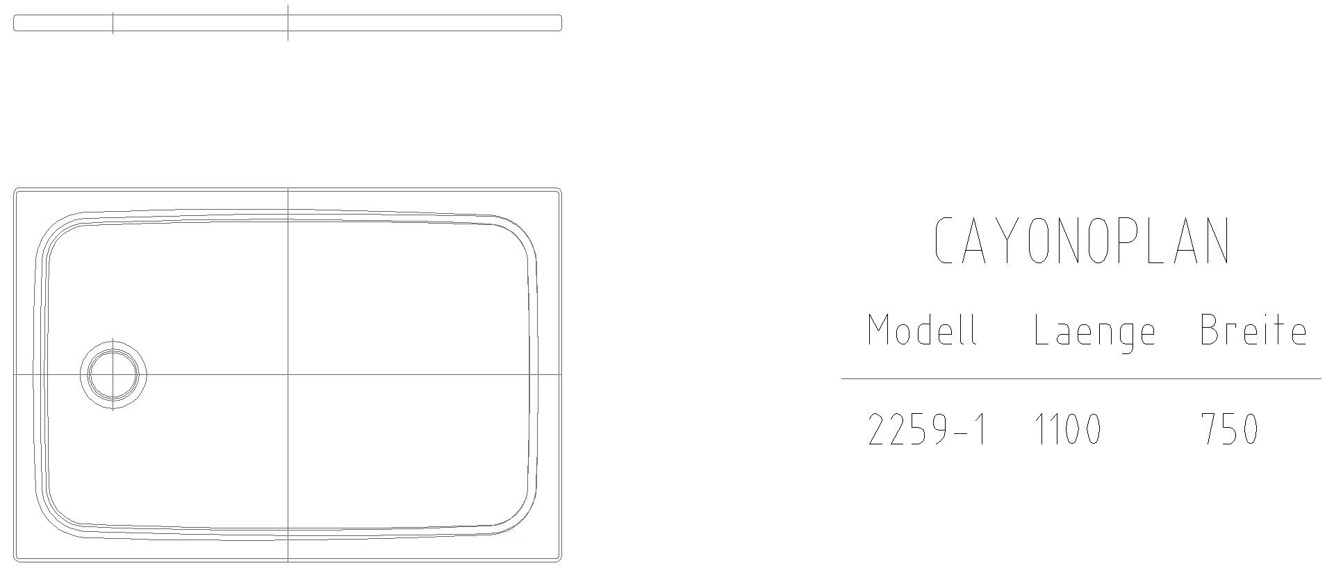 KALDEWEI CAYONOPLAN Duschfläche, 750x1100x32 mm, Modell-Nr: 2259-1