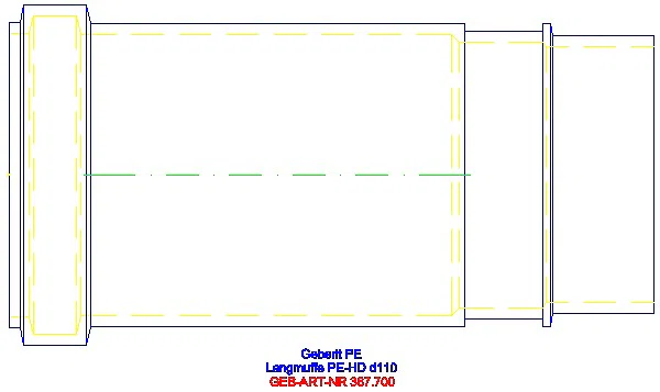 GE PE Langmuffe mit Doppelbund d110_367.700.16.1_G