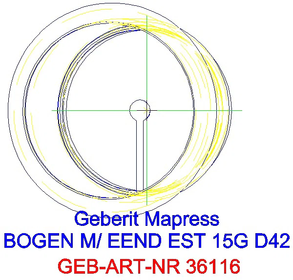 GE Mapress Edelstahl Bogen 15Gr d42 mit Einschubende_36116_G