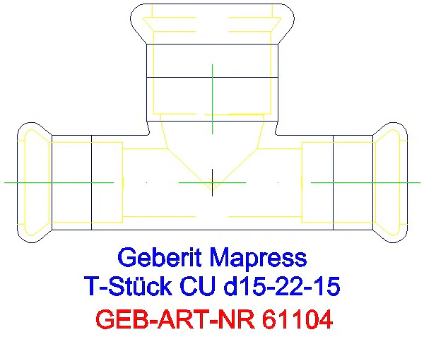 GE Mapress Kupfer T-Stück reduziert d15-22-15_61104_A