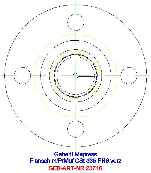 GE Mapress C-Stahl Flansch PN 6 mit Pressmuffe d35_23746_L