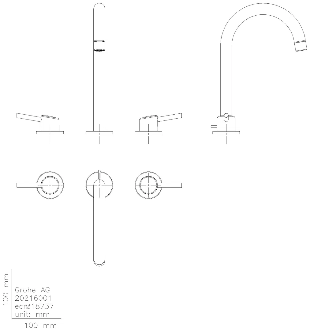 GROHE 3-Loch-WT-Batterie Concetto 20216_1 Zugstangen-Ablaufgarnitur chrom