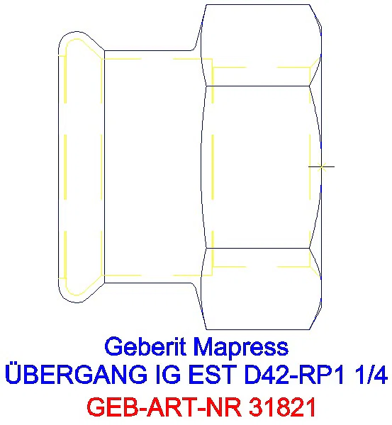 GE Mapress Edelstahl Übergang mit IG d42-Rp1 1/4_31821_G