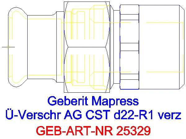 GE Mapress C-Stahl Übergangs- verschraubung mit AG d22-R1 verzinkt_25329_G