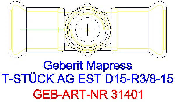 GE Mapress Edelstahl T-Stück mit AG d15-R3/8-15_31401_G