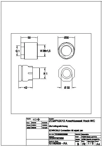 Anschlussset, CAMPUS, für Hock-WC, Verbinder und Adapter für Spülkasten, ZCMPX0012