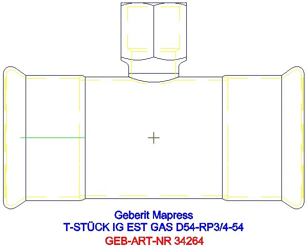 GE Mapress Edelstahl T-Stück mit IG (Gas) d54-Rp3/4-54_34264_A