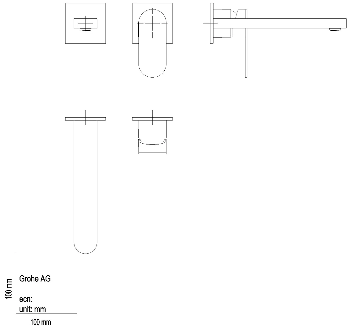 GROHE 2-L-WT-Wandbatterie Plus 29306_4 FMS Ausladung 203mm cool sunrise geb.