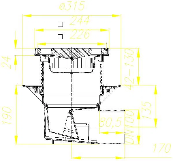 DALLMER Hof- und Parkdeckablauf 615.0, DN 100