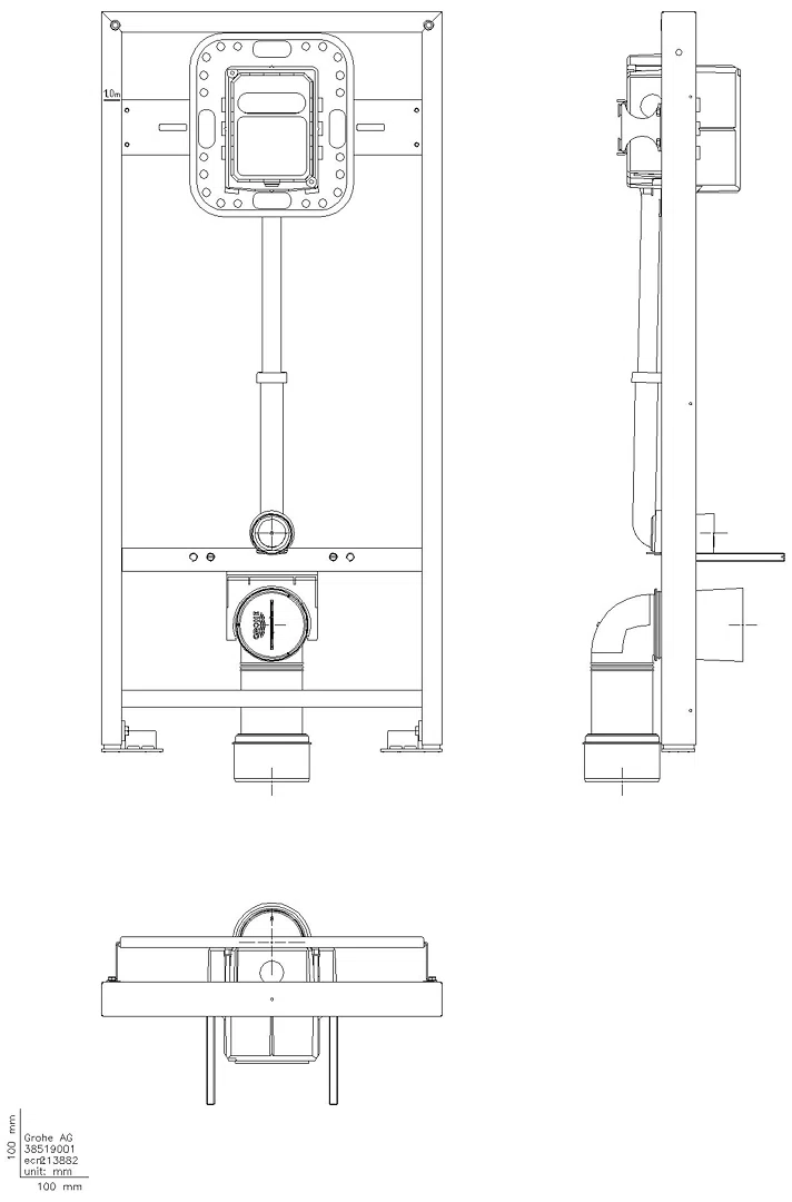 GROHE WC-Element Rapid SL 38519_1 Druckspüler Hand-/elektr. Bet. BH 1,13m