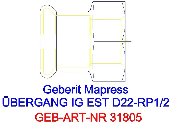 GE Mapress Edelstahl Übergang mit IG d22-Rp1/2_31805_A