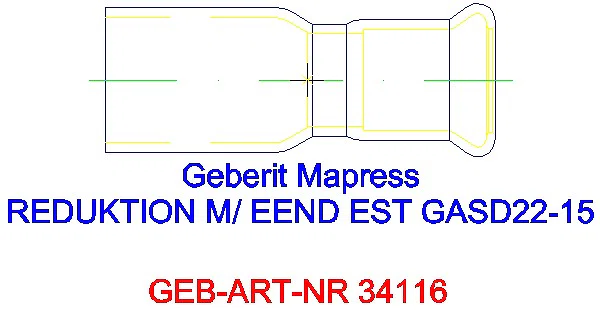 GE Mapress Edelstahl Reduktion mit Einschubende (Gas) d22-15_34116_L