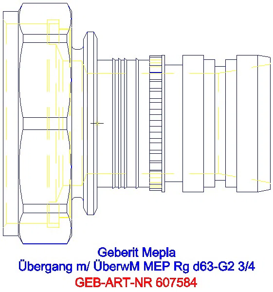 GE Mepla Übergang mit Überwurfmutter Rg d63-G2 3/4_607.584.00.5_G