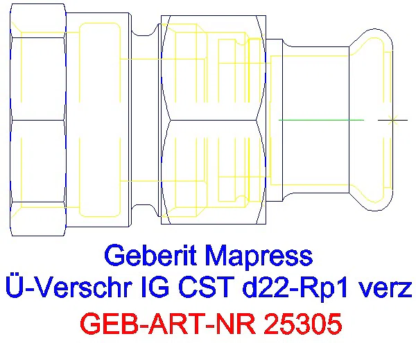 GE Mapress C-Stahl Übergangs- verschraubung mit IG d22-Rp1 verzinkt_25305_G