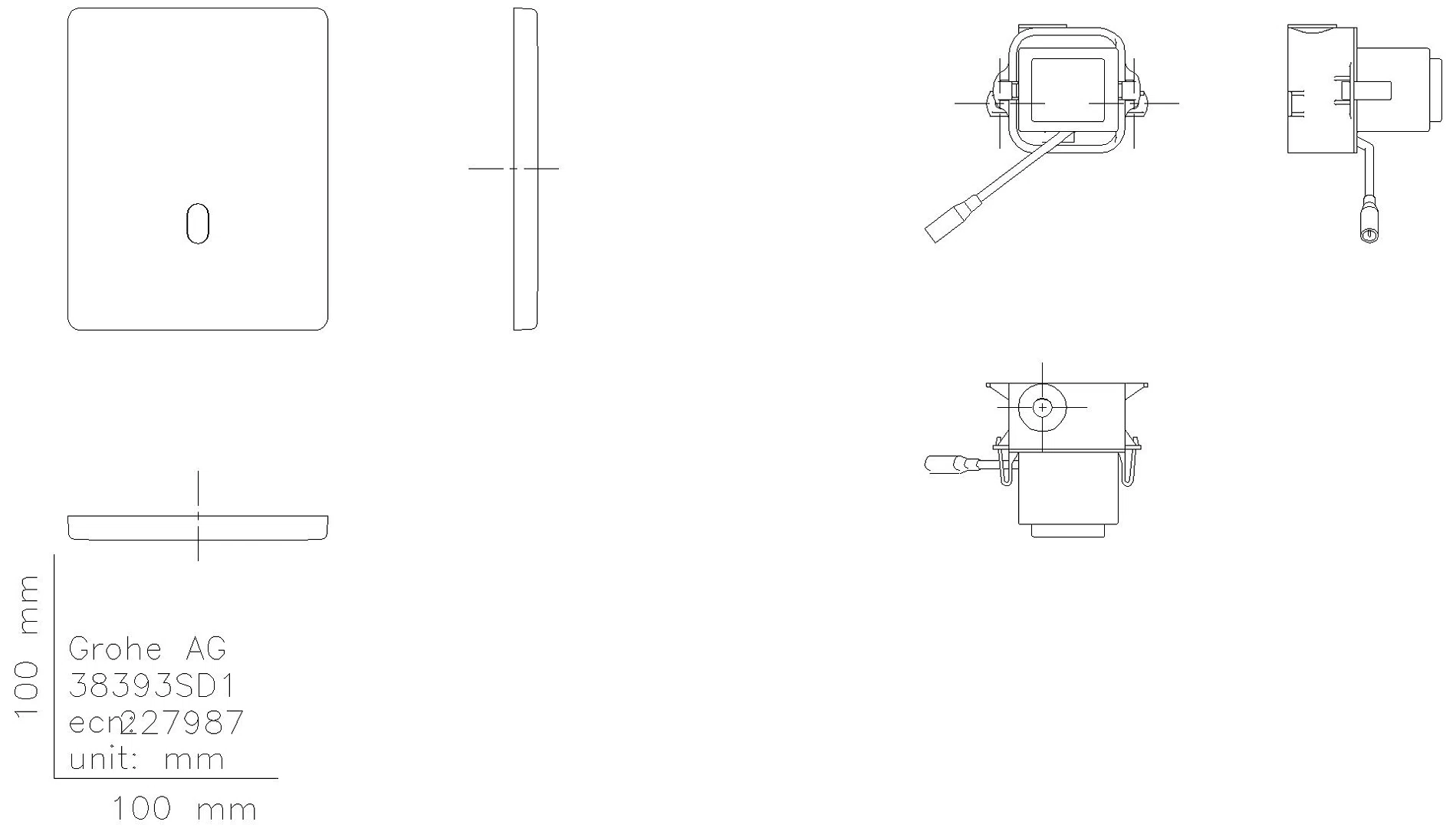 GROHE IR-Elektr. Tectron Skate 38393_1 Wandeinb. für WC-Drucksp. 230V edelstahl