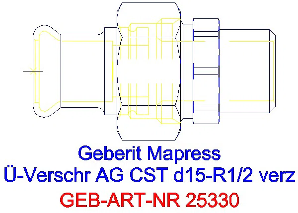 GE Mapress C-Stahl Übergangs- verschraubung mit AG d15-R1/2 verzinkt_25330_A