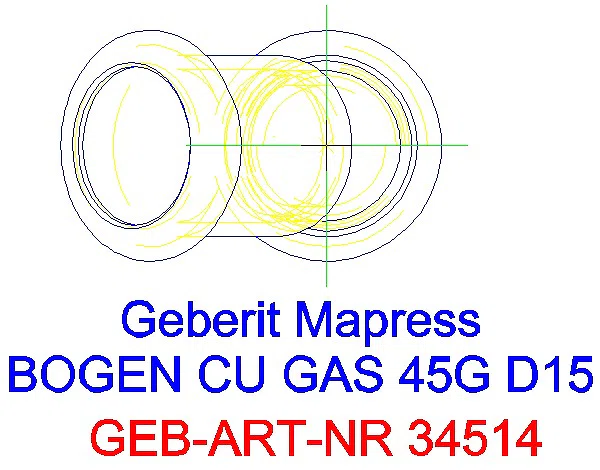 GE Mapress Kupfer Bogen 45Gr (Gas) d15_34514_G