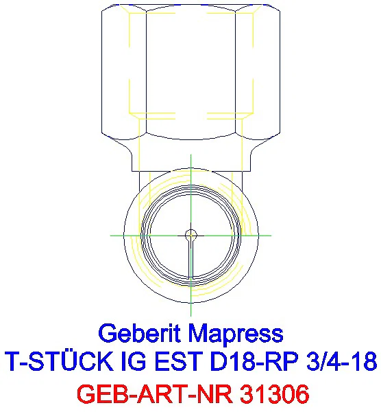 GE Mapress Edelstahl T-Stück mit IG d18-Rp3/4-18_31306_L