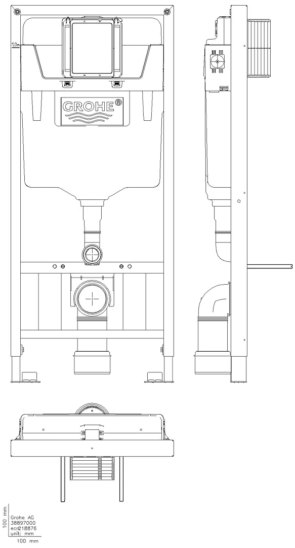 GROHE WC-Element Rapid SL 38897 BH 1,20m für WC m. Auflagefläche < 205mm