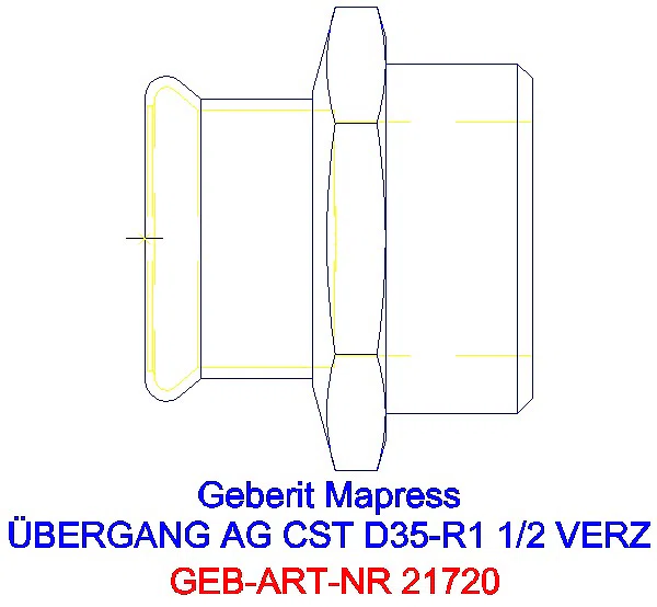 GE Mapress C-Stahl Übergang mit AG d35-R1 1/2 verzinkt_21720_G