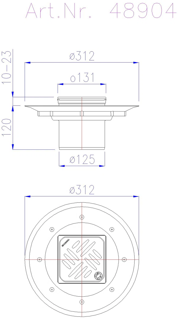 KESSEL-Dünnbettaufsatz Variofix System 125, Schlitz-Design-Rost 120x120