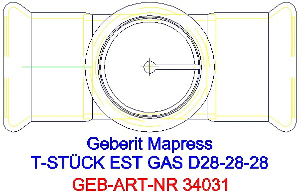 GE Mapress Edelstahl T-Stück egal (Gas) d28-28-28_34031_G