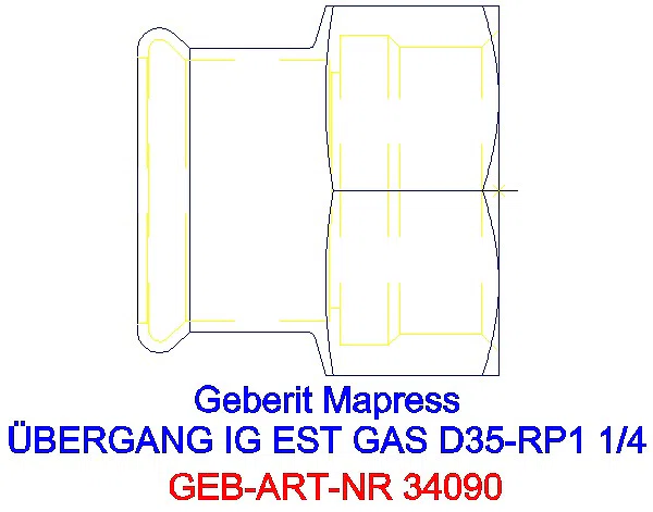 GE Mapress Edelstahl Übergang mit IG (Gas) d35-Rp1 1/4_34090_A