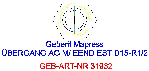 GE Mapress Edelstahl Übergang mit AG und Einschubende d15-R1/2_31932_L