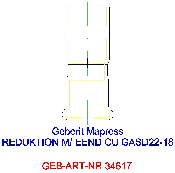 GE Mapress Kupfer Reduktion mit Einschubende (Gas blau) d22-18_34617_G