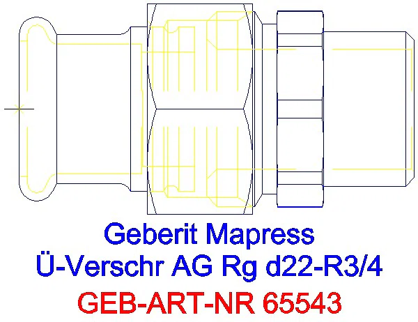 GE Mapress Kupfer Übergangsverschraubung mit AG Rg d22-R3/4_65543_G