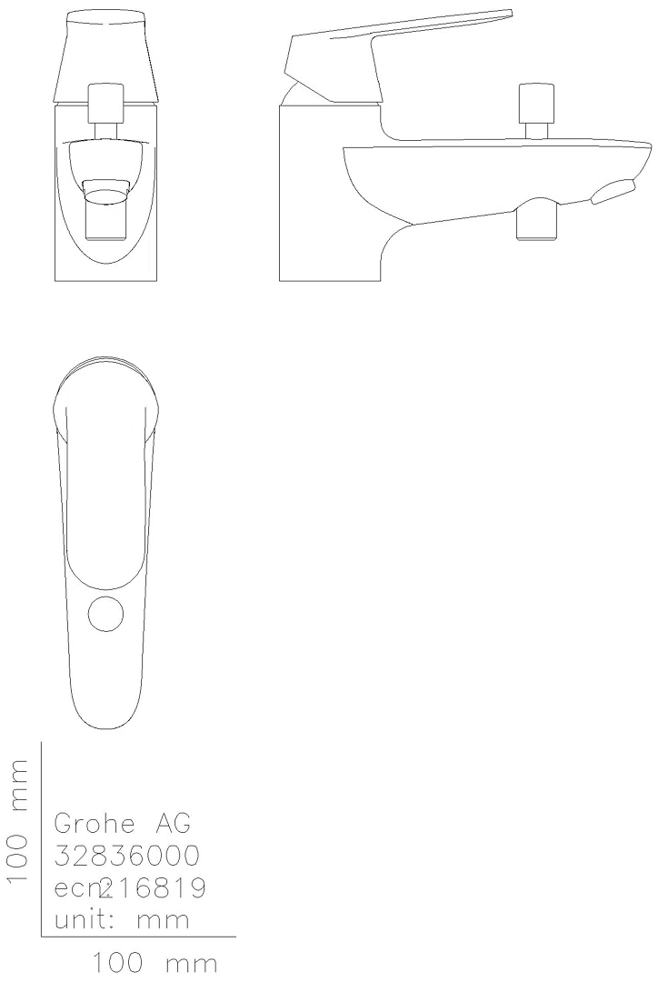 GROHE EH-Wannenbatt. Eurosmart C 32836 Einlochmontage chrom