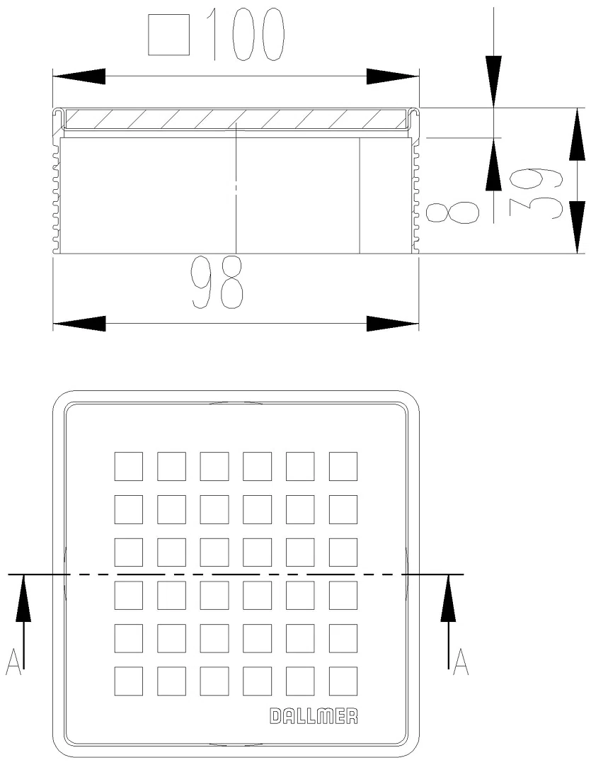 DALLMER Aufsatz DallDrain Select Quadra, 100 x 100 mm