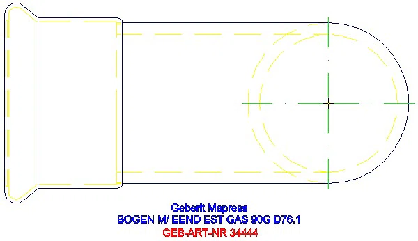 GE Mapress Edelstahl Bogen 90Gr d76,1 mit Einschubende (Gas)_34444_G