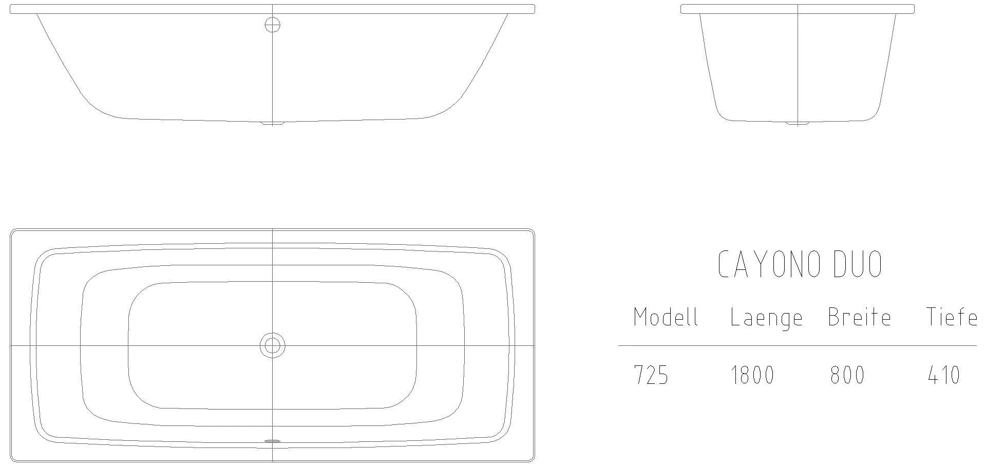 KALDEWEI CAYONO DUO Badewanne, 1800x800 mm, Modell-Nr: 725