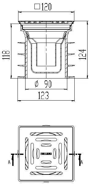 DALLMER Bodenablauf Pronto, DN 125, 120 x 120 mm