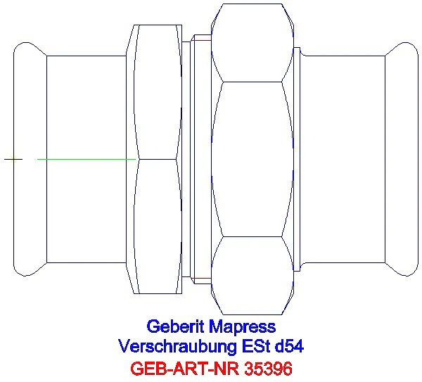 GE Mapress Edelstahl Verschraubung mit Überwurfmutter aus ESt d54_35396_A