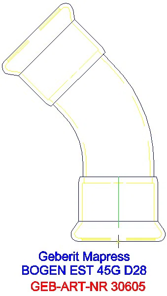 GE Mapress Edelstahl Bogen 45Gr d28_30605_A