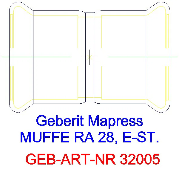 GE Mapress Edelstahl Muffe d28_32005_A