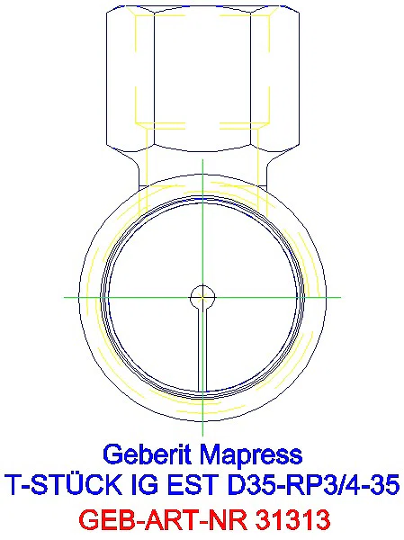 GE Mapress Edelstahl T-Stück mit IG d35-Rp3/4-35_31313_L