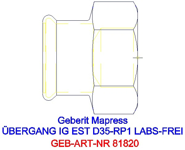 GE Mapress Edelstahl Übergang mit IG (LABS-frei) d35-Rp1_81820_G