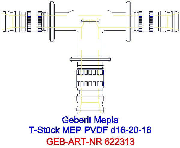 GE Mepla T-Stück reduziert PVDF d16-20-16_622.313.00.5_A