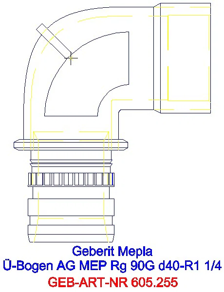 GE Mepla Übergangsbogen 90Gr mit AG Rg d40-R1 1/4_605.255.00.5_L