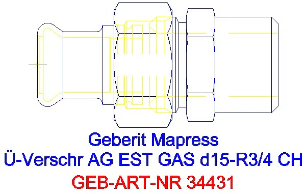 GE Mapress Edelstahl Übergangsverschr. mit AG (Gas) d15-R3/4_34431_A