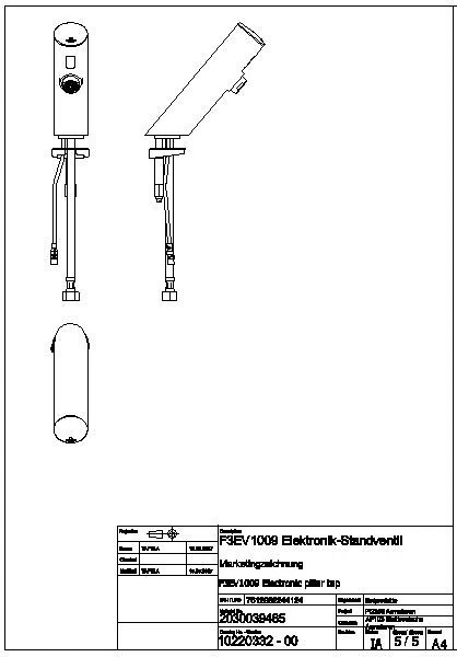 Standventil, F3, elek., o. Mischung, 3l, f. Netzteil, F3EV1009