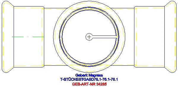 GE Mapress Edelstahl T-Stück egal (Gas) d76,1-76,1-76,1_34285_G